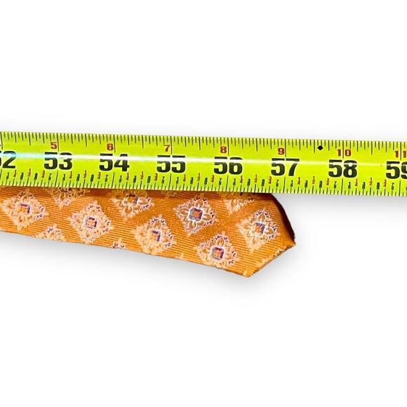 XMI Platinum Silk Tie Mens Orange Blue Geometric Formal Business Classic - Picture 8 of 9
